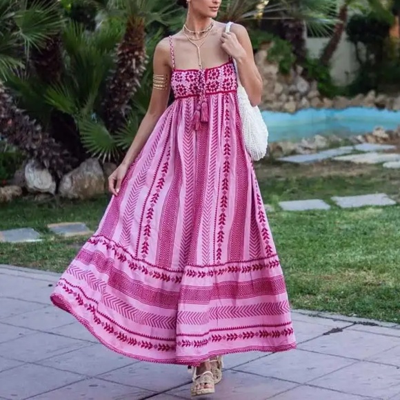 02 Boho Crochet Ruffle Hem Cami Midi Dress - Picture 16 of 16